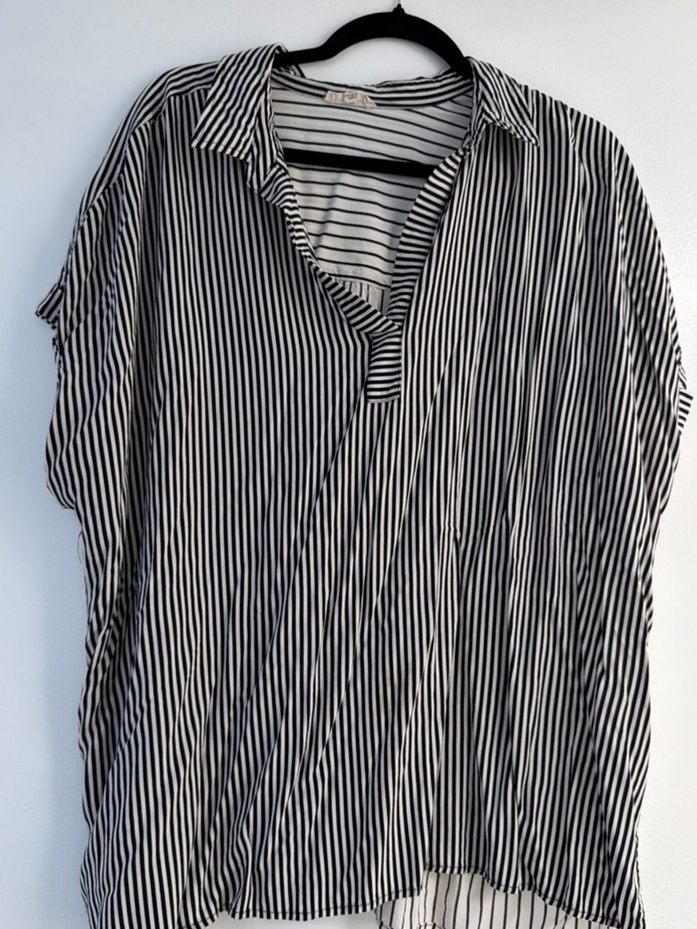 Black & White Striped Collared Women’s Top